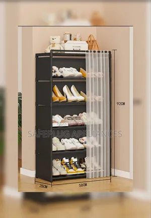 Shoe Storage Rack With Dust-Proof Curtain – Home Organizer