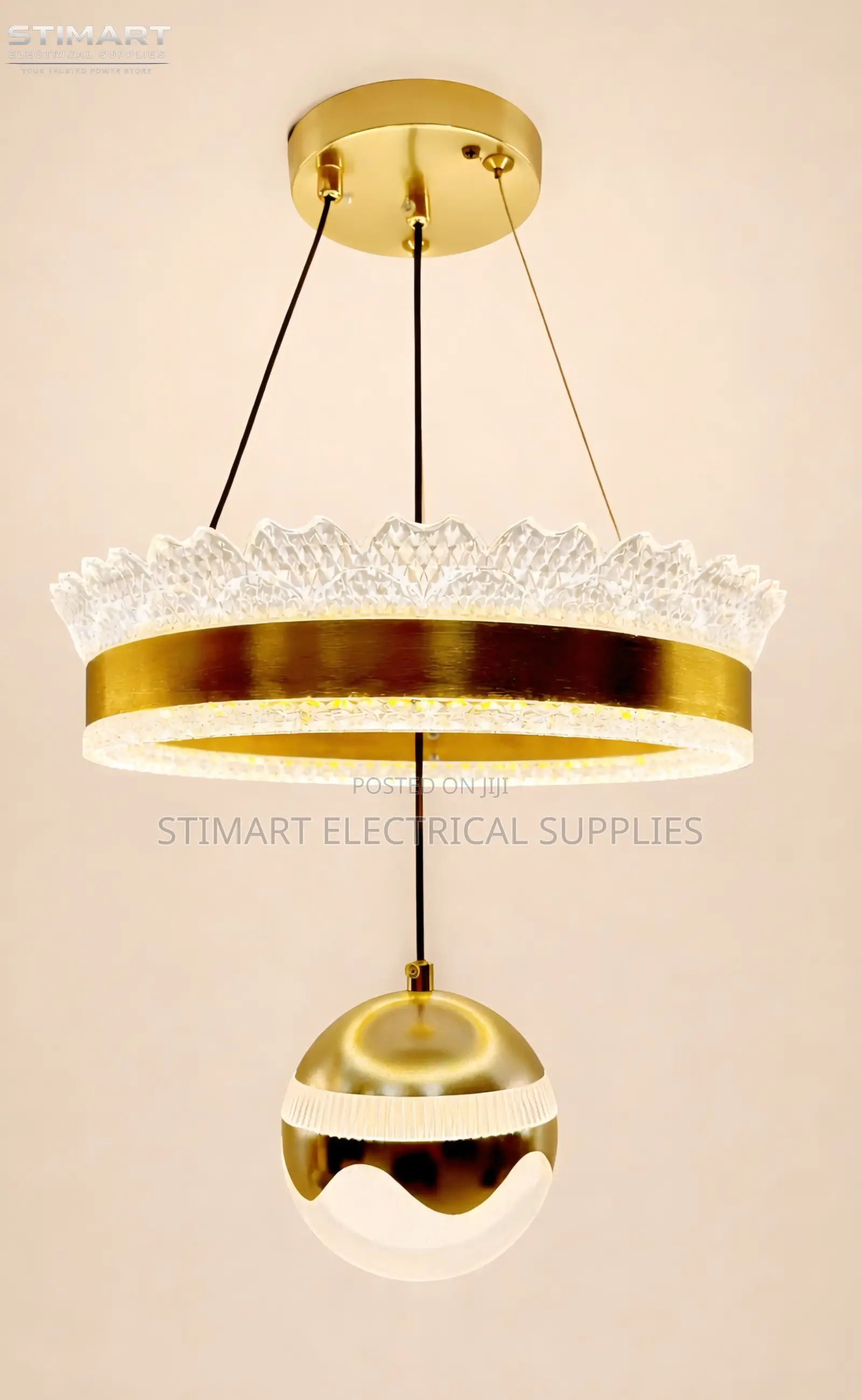 Luxury Gold Crystal Ring LED Pendant Light