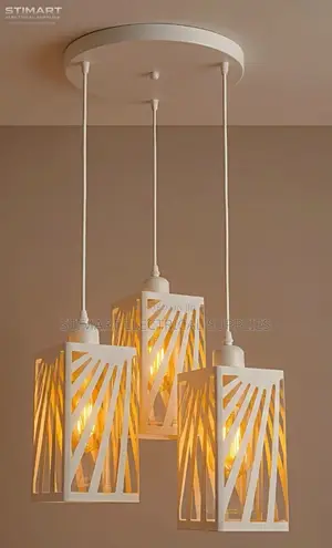 3 in 1 White Geometric Cage Pendant Light