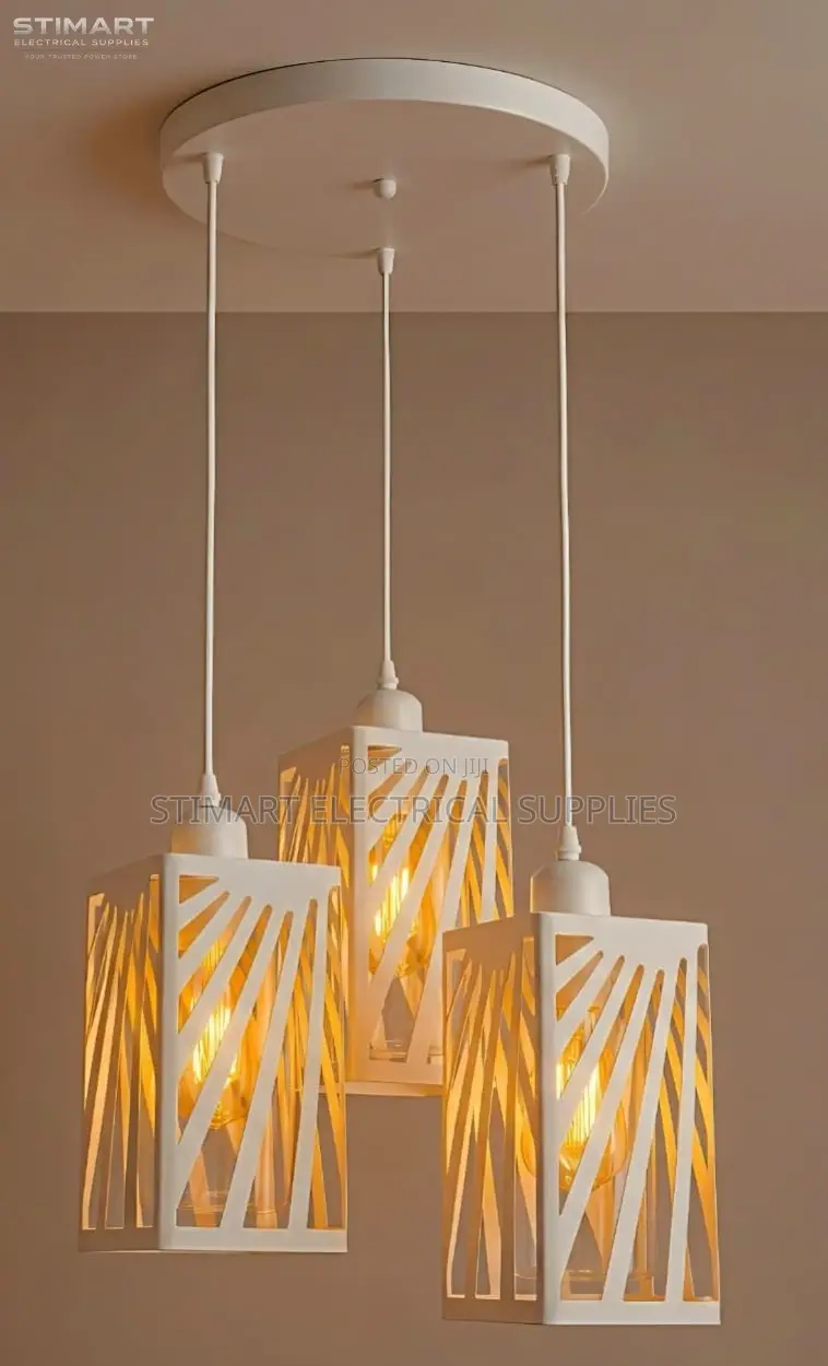 3 in 1 White Geometric Cage Pendant Light