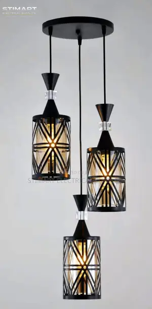 Modern 3 in 1 Black Patterned Pendant Light