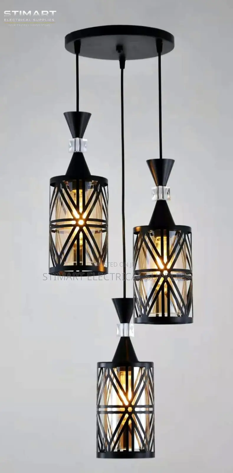 Modern 3 in 1 Black Patterned Pendant Light