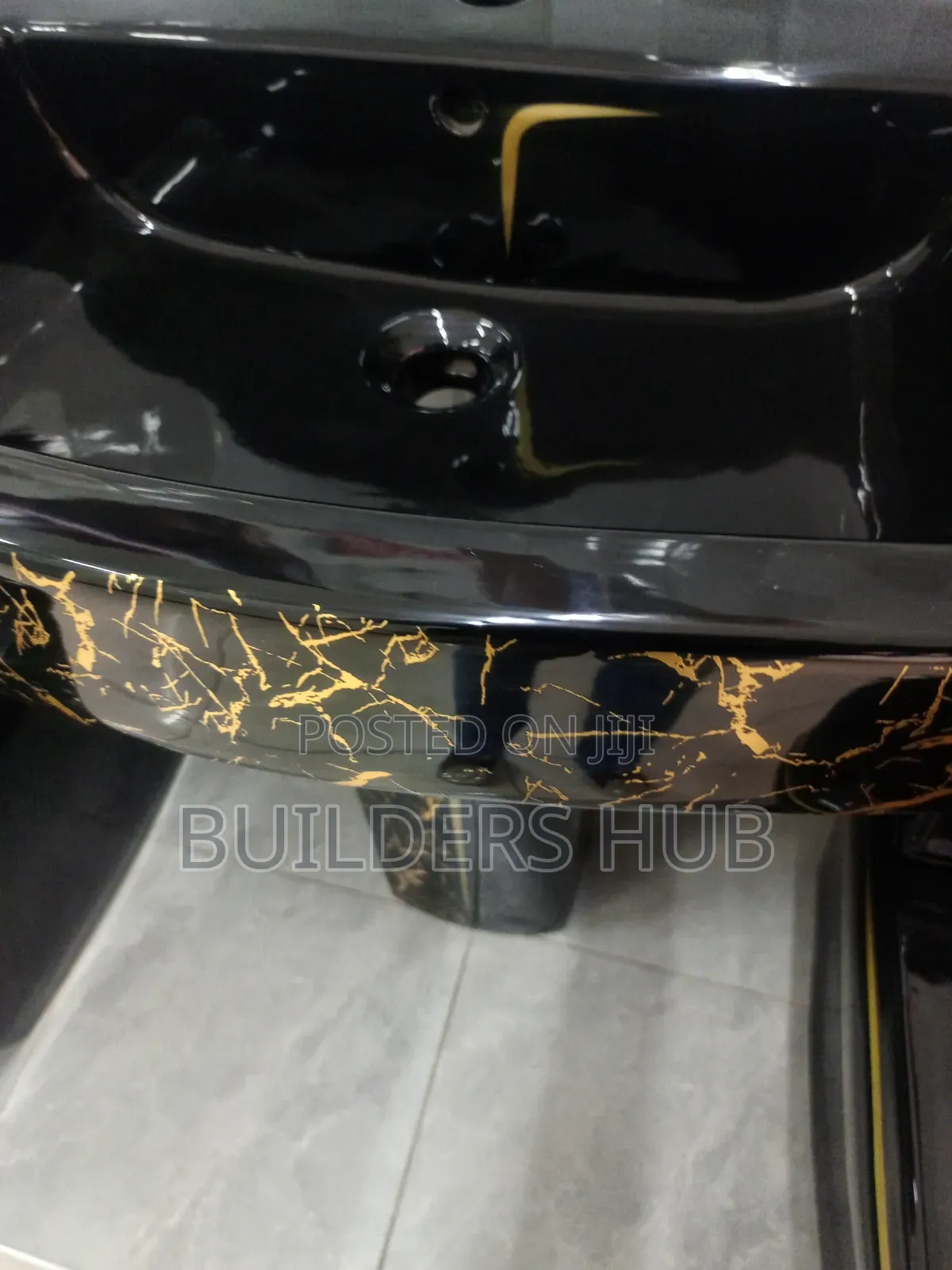 Hand Wash Basin Pedestal Black Golden