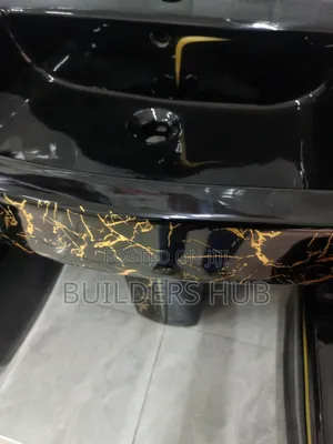Hand Wash Basin Pedestal Black Golden