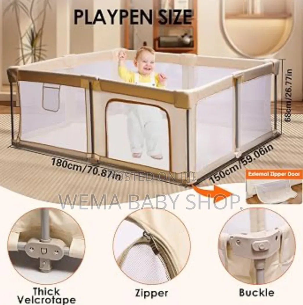 Large Foldable/Portable Baby Playpen(150X180Cm)-50balls+2 Stand Rings