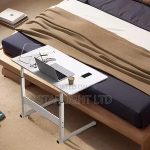 Height Adjustable White Laptop Table With Wheels 60*40cm