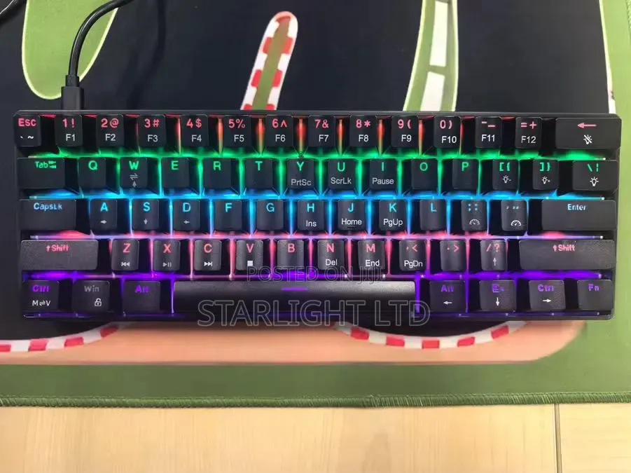 60% Black RGB Keyboard for Gaming Work