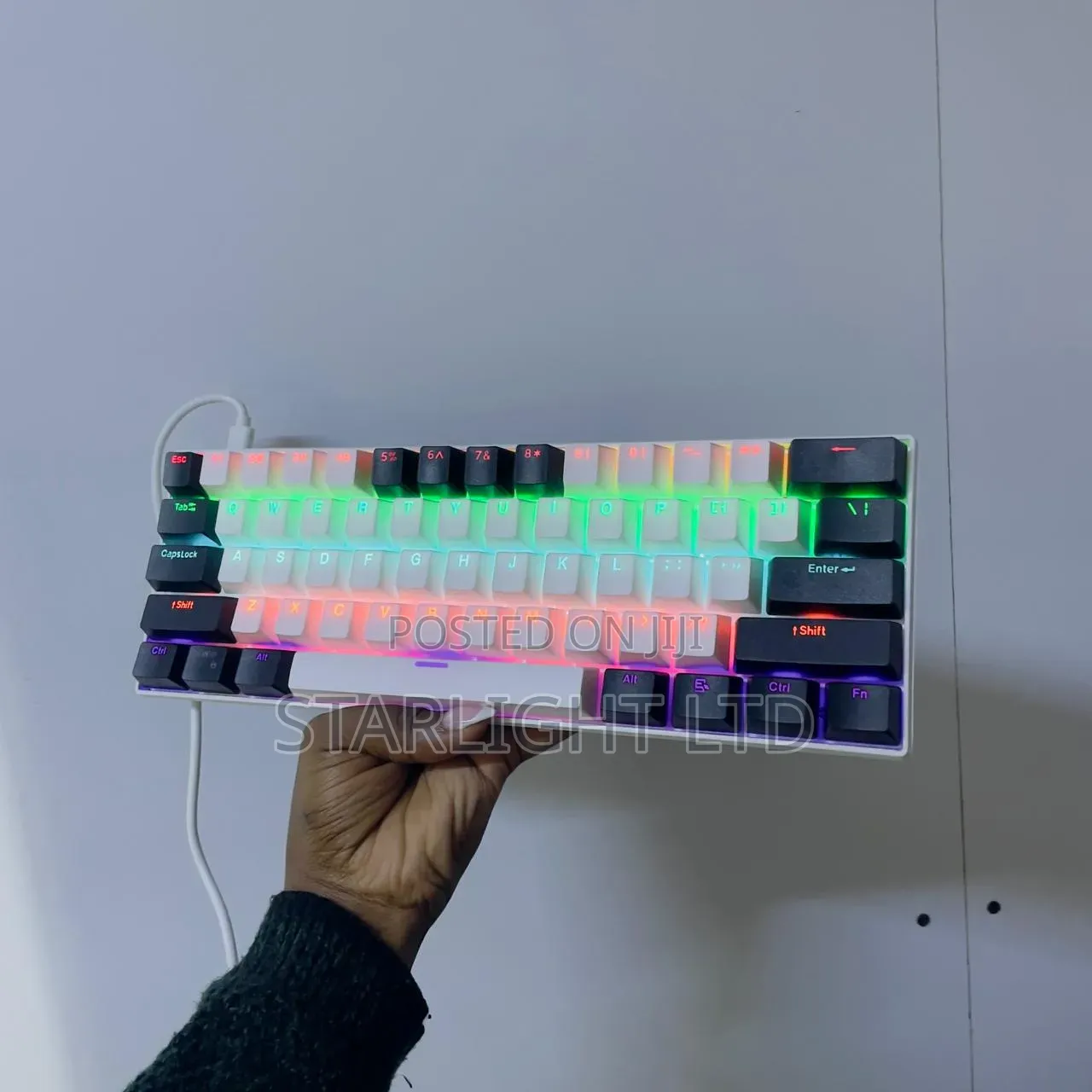 White Black Backlit RGB Gaming Keyboard for PC Laptop