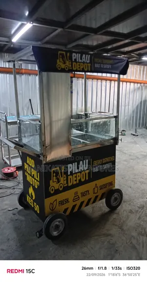 Food Cart With Gas Food Warmer Display, Stainless Material