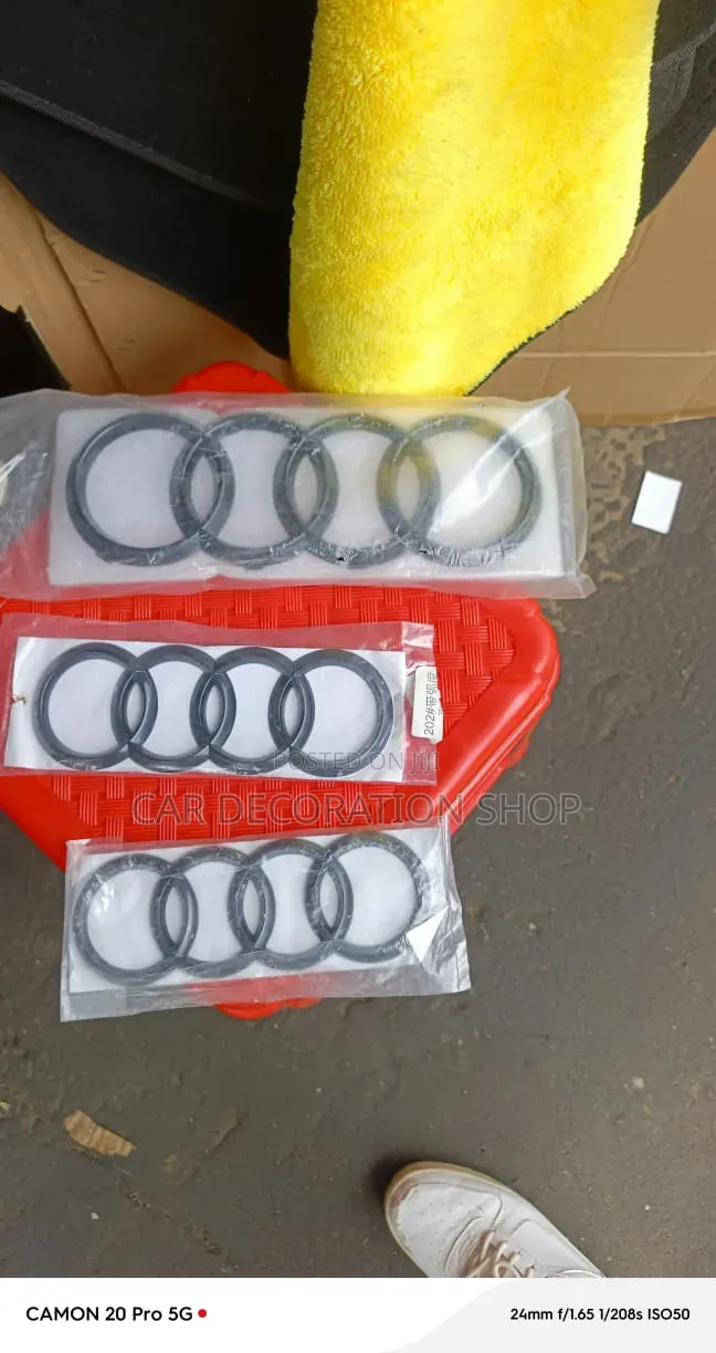 Gloss Black Sporty Audi Grill or Rear Tailgate Ring Logo in Sizes