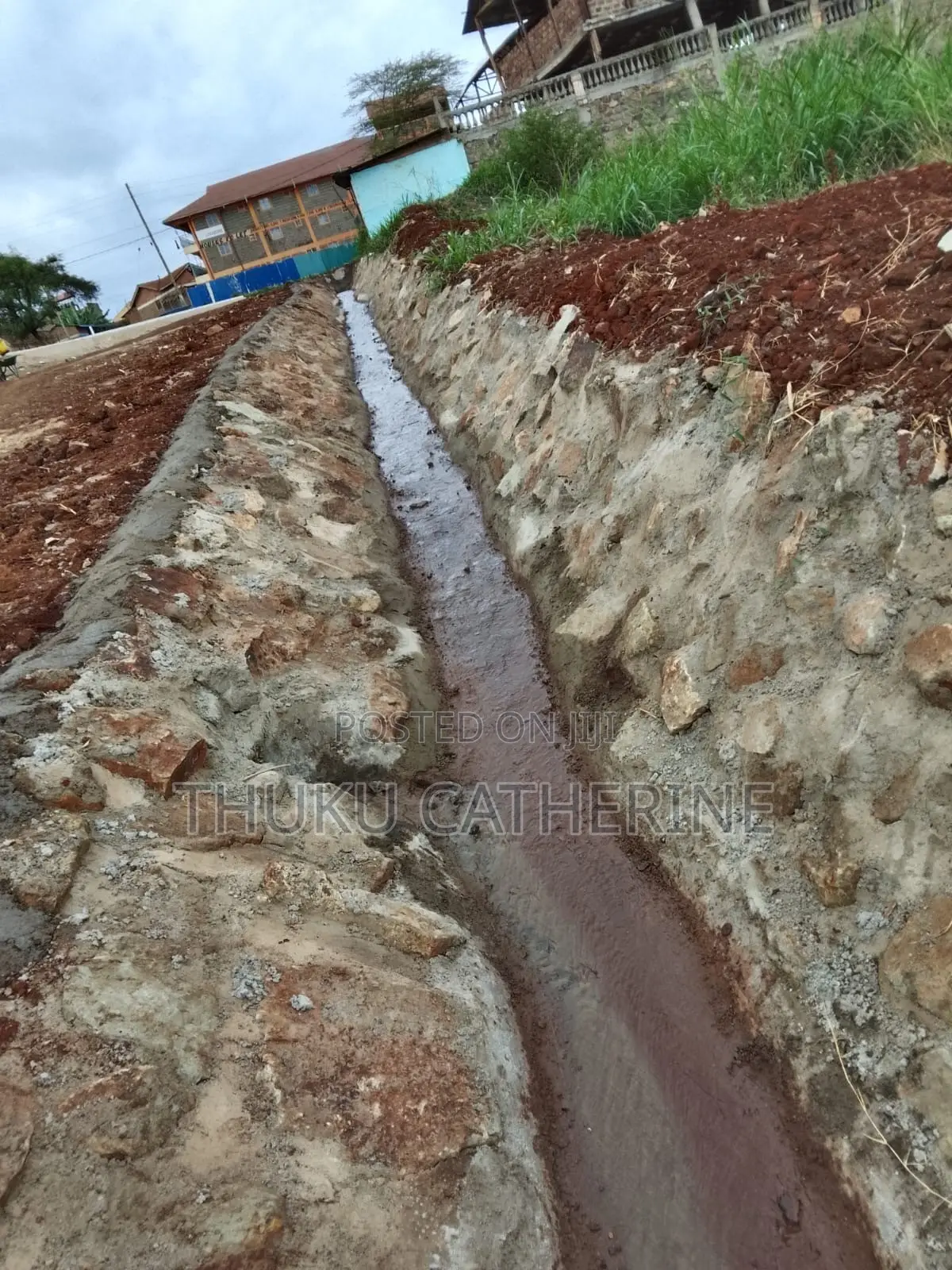 Drainage Works With Side Wall Stone Pitching