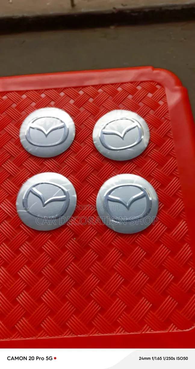 4pcs Silver Mazda Wheel Center Logo Stickers