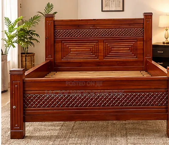 Elegant Carved Wooden Bed