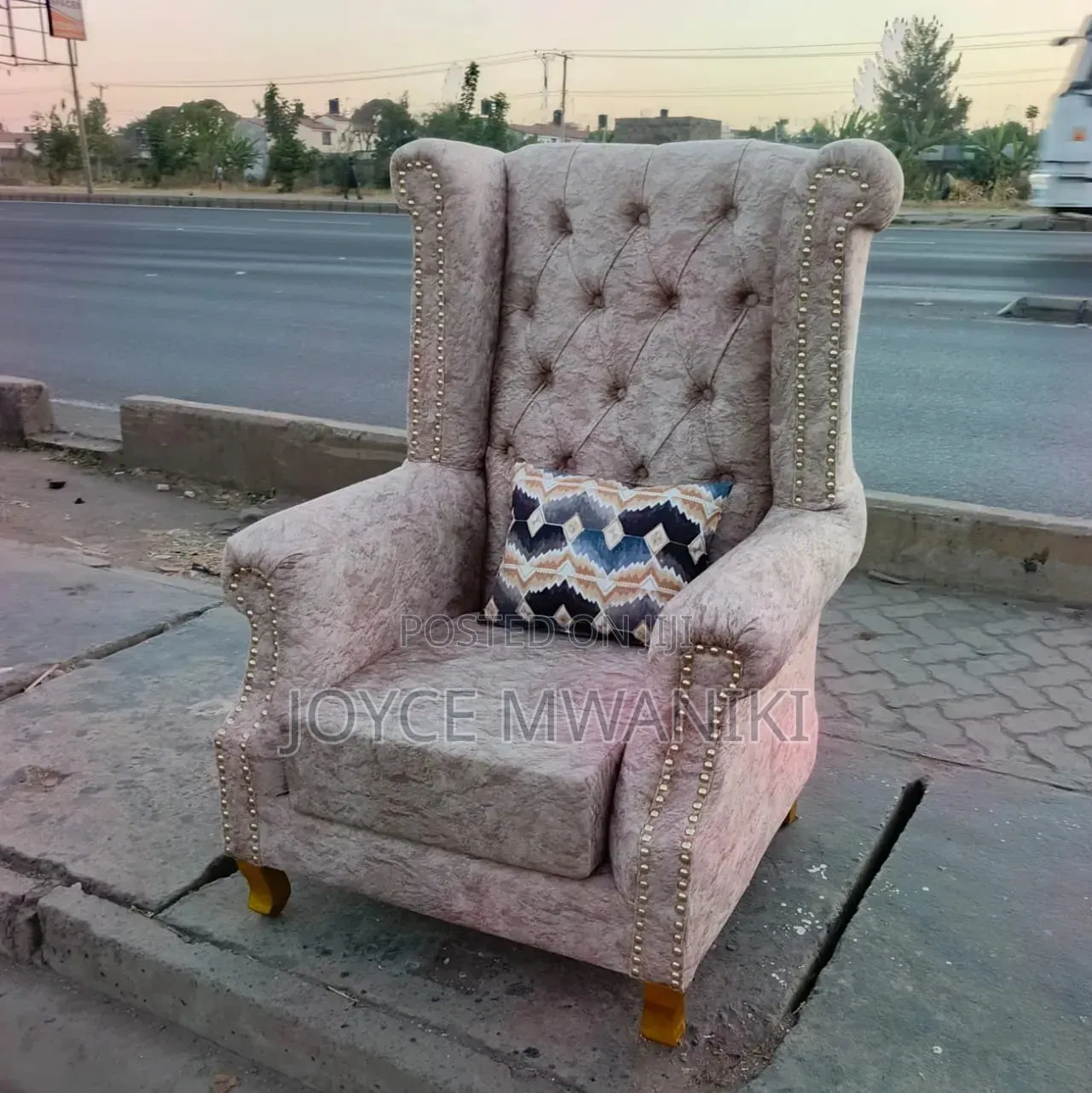 Baige King Chair or Queen Chair With a Pillow