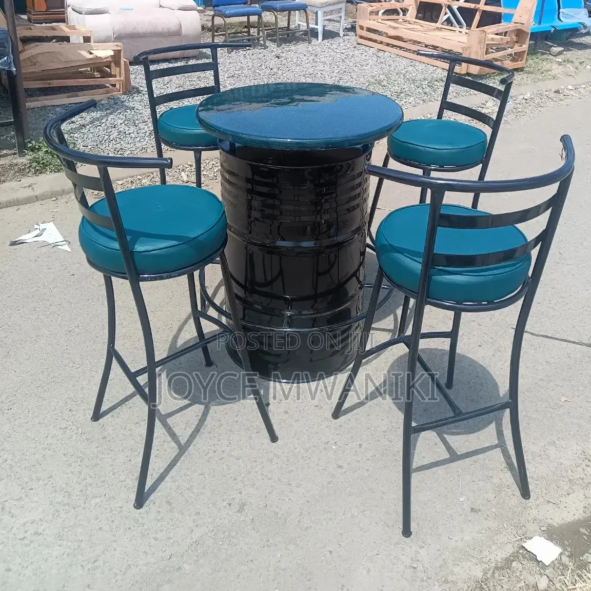 High Bar Counter Chairs With Backrest, Green..