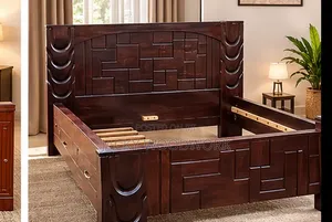 Modern Geometric Wooden Bed
