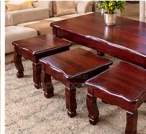 Luxury Wooden Coffee Table Stools Set