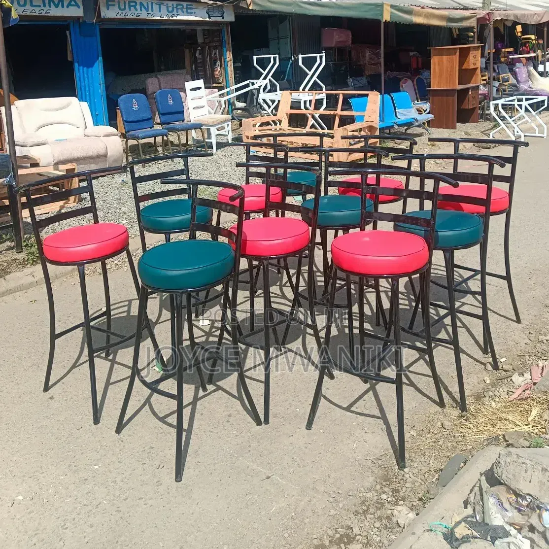 Round High Bar or Counter Chairs With Backrest