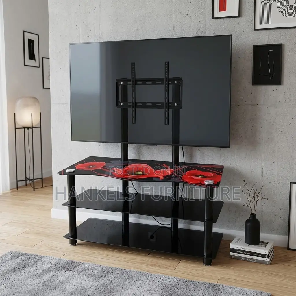 Glass TV Console With Brackets