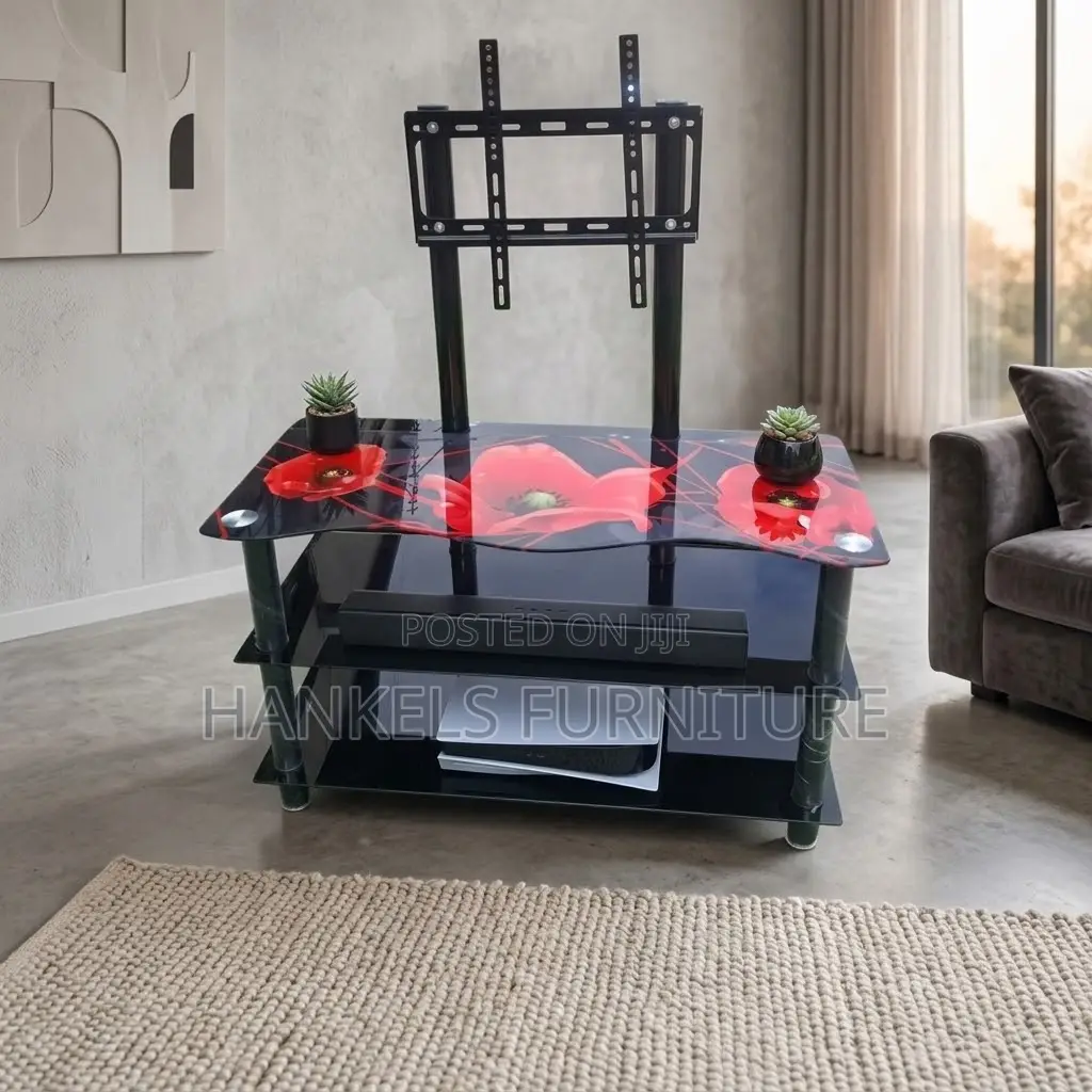 Glass TV Console With Brackets