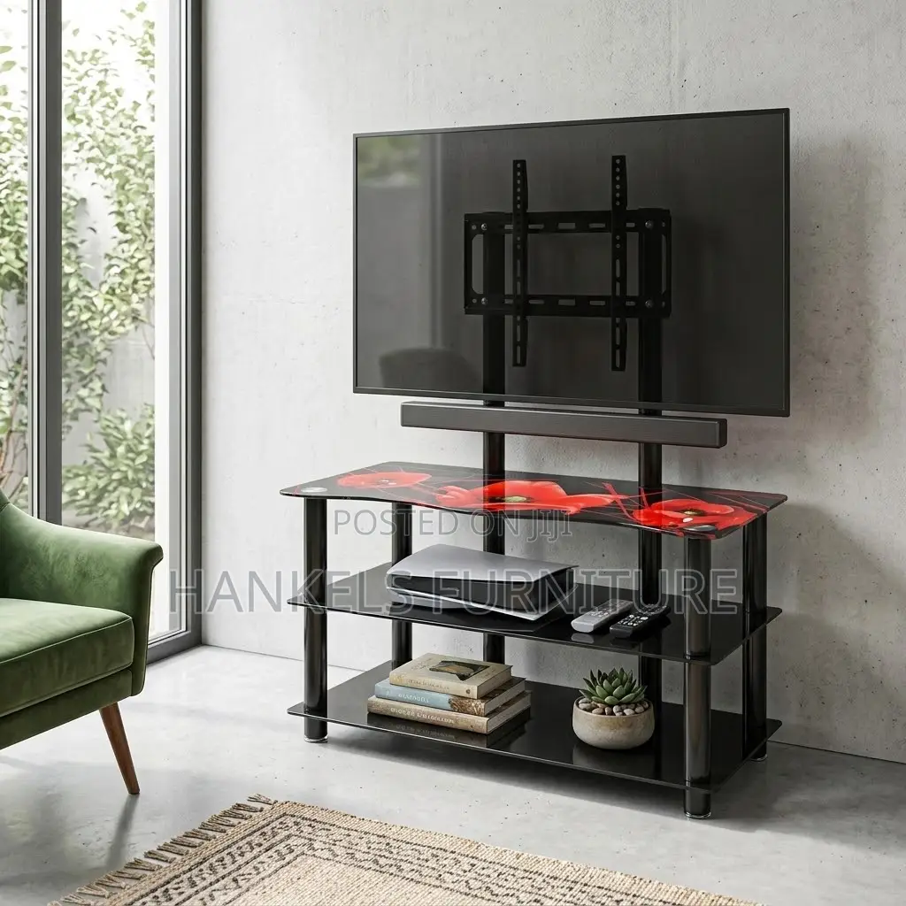 Glass TV Console With Brackets