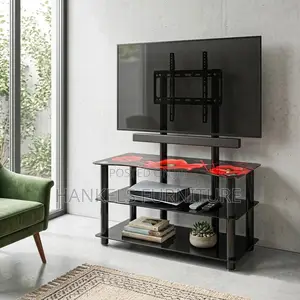 Glass TV Console With Brackets