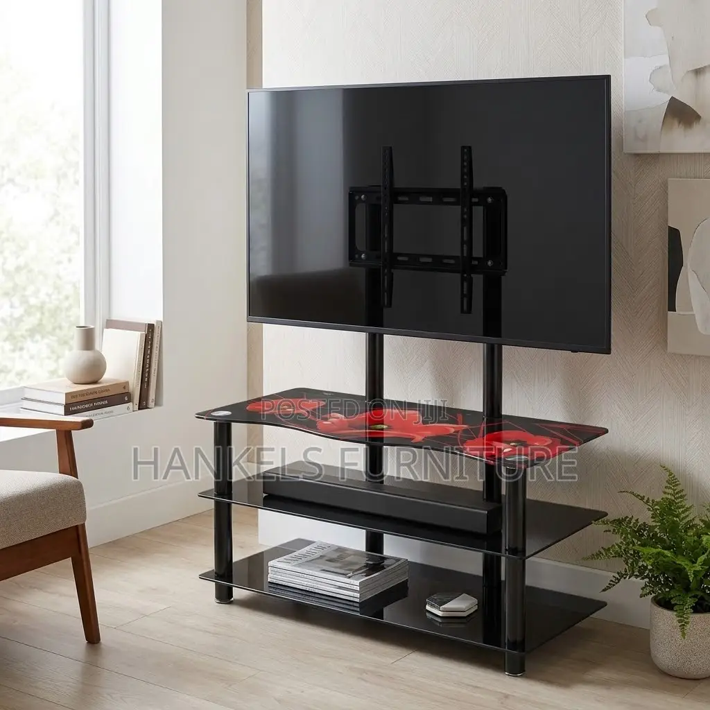 Glass TV Console With Brackets