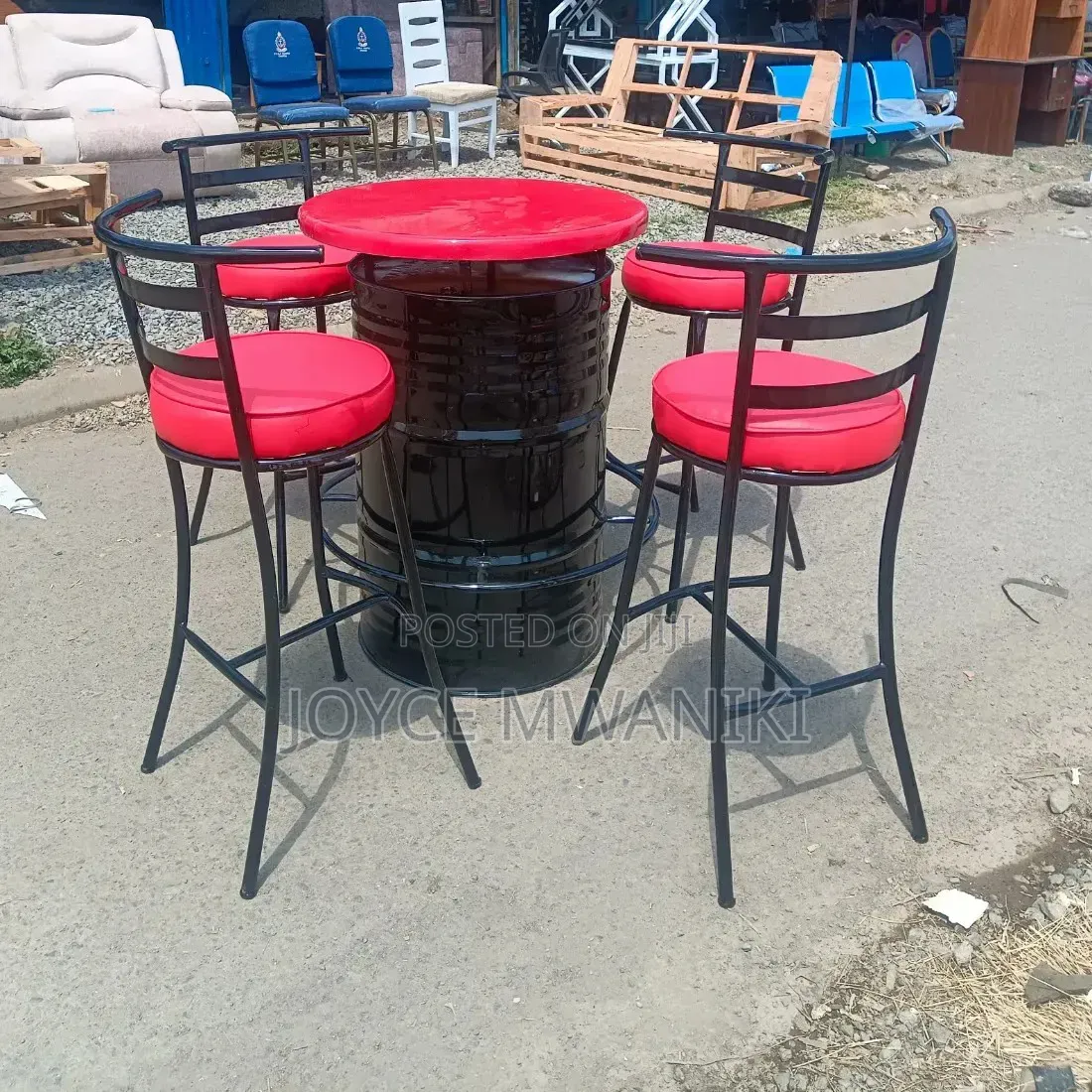 Red and Black Bar Set, With Custom Drum Table