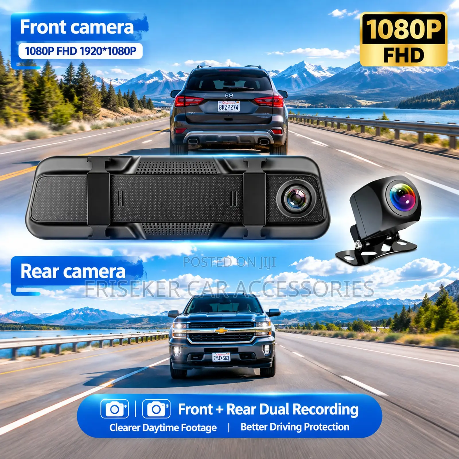 Frisker 10" Hd Wifi Dual Dash Cam