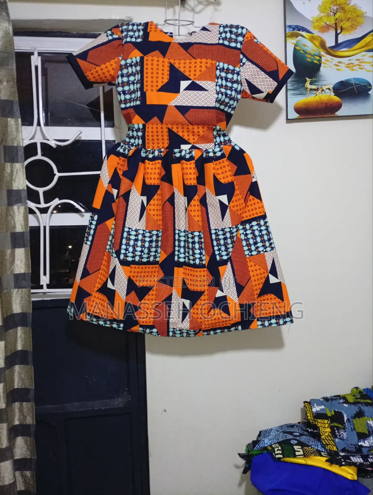 Girls' African Print Cotton Dress