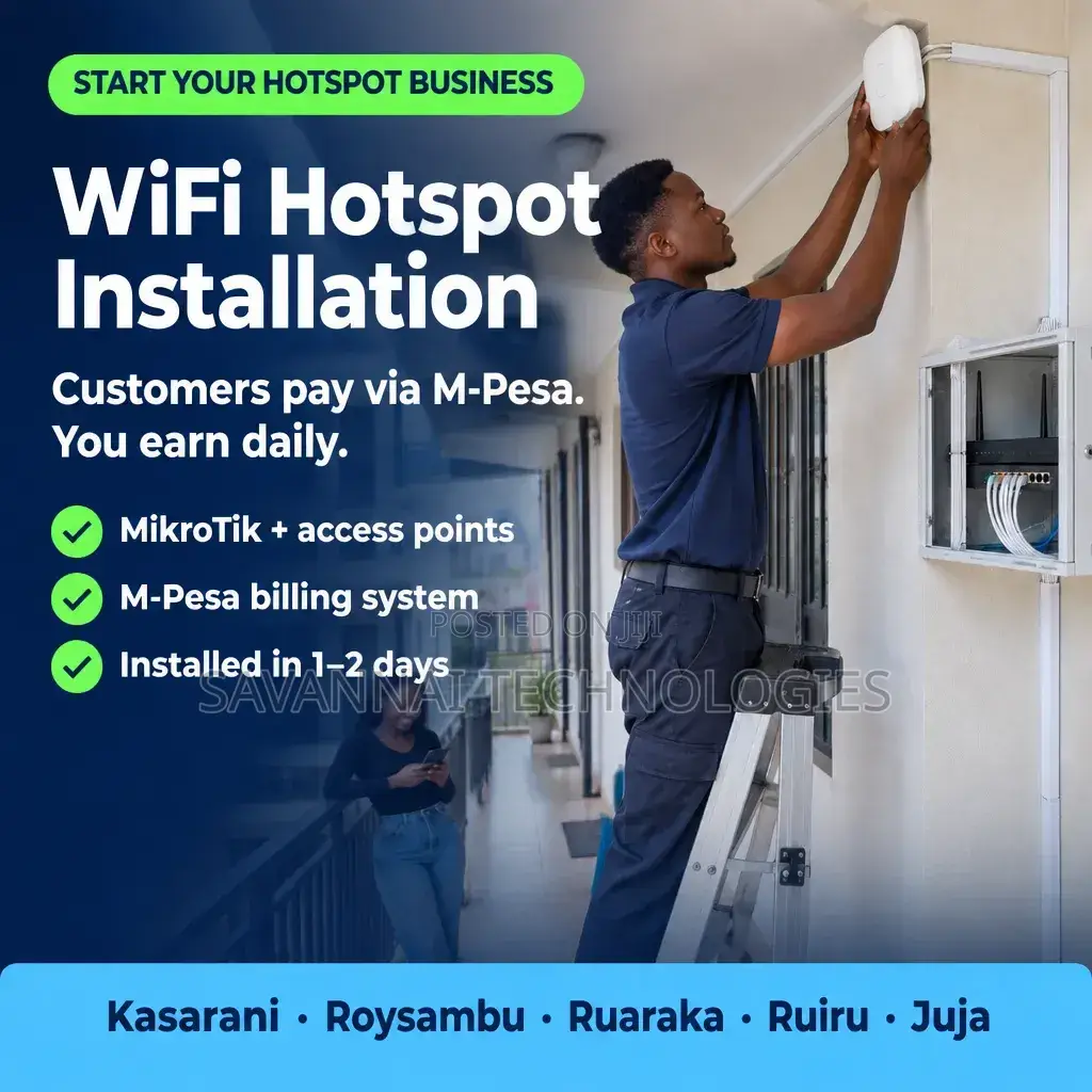 WiFi Hotspot Installation – MikroTik + M-Pesa Billing System
