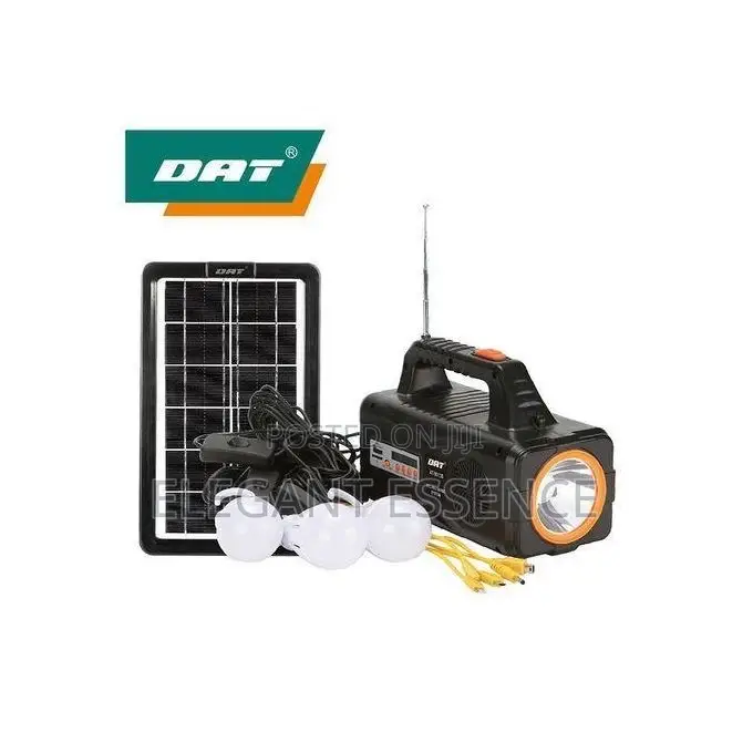 Dat Solar Lighting Kit: FM Radio, 4 Led Bulbs, Torch, Charging Kit