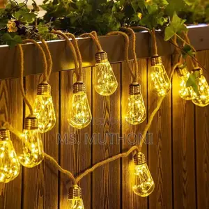 10m Vintage Hemp Rope Christmas Lights — USB + Solar | in Outdoor