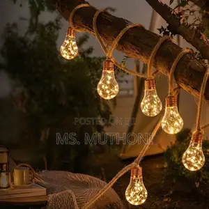 10m Vintage Hemp Rope Christmas Lights — USB + Solar | in Outdoor