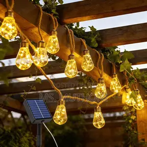 10m Vintage Hemp Rope Christmas Lights — USB + Solar | in Outdoor
