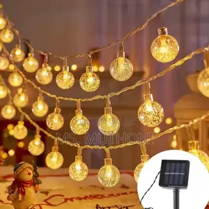 Solar Powered Outdoor Ball String Christmas Lights – 12M Roll