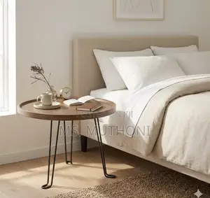 Mid-Century Foldable Metal Wood Side Table –