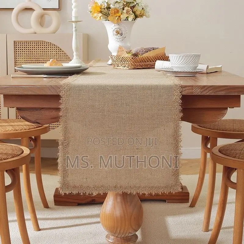 30*275 Cm Natural Burlap Linen Woven Table Runners