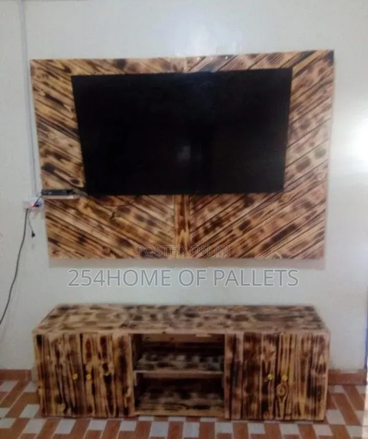 TV Stand With Wall Hanging Pallet