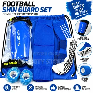 Football Shin Guards With Compression Socks Sports Protective Set