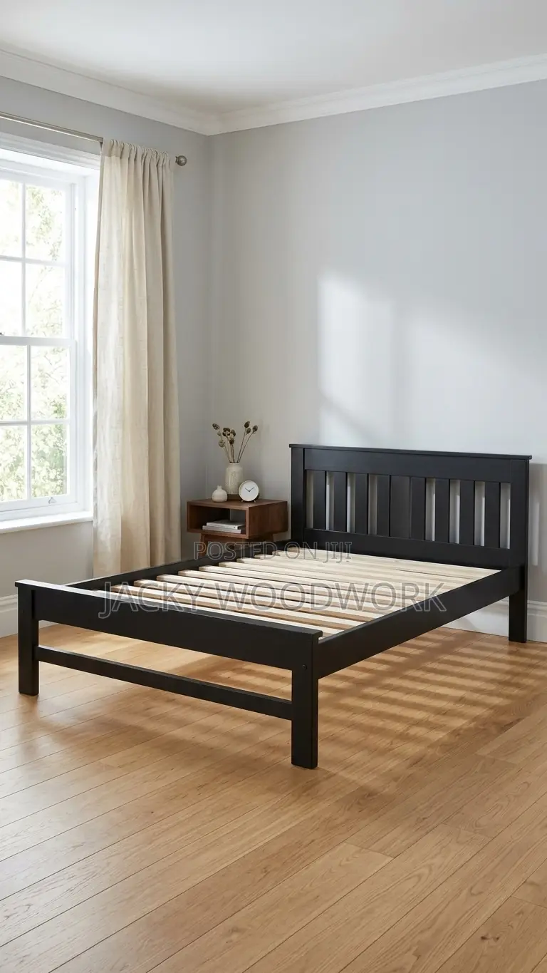 Robust Vertical Slat Hardwood Bed Frame