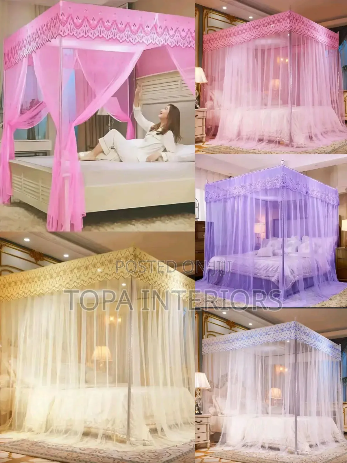 4 Stands Straight Mosquito Nets for Beds