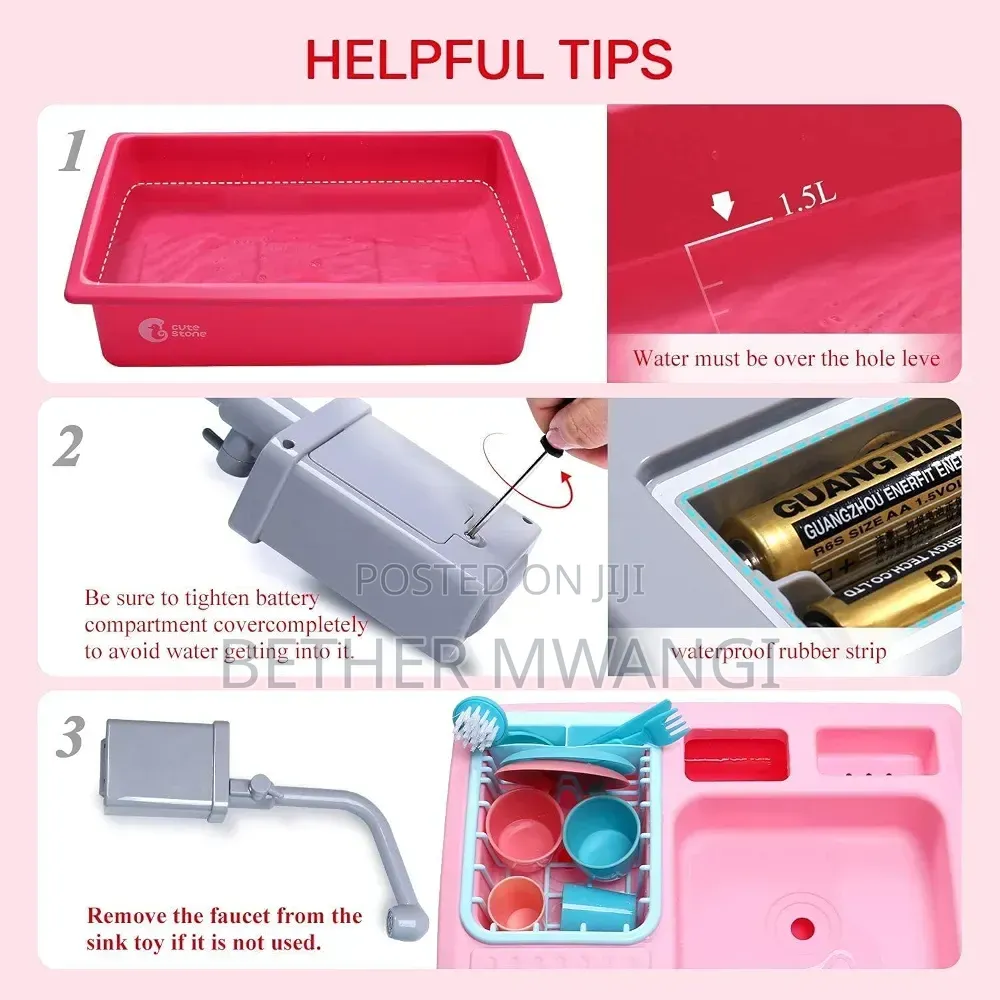 Kids Electric Kitchen Sink Toy With Running Water Set in Kenya