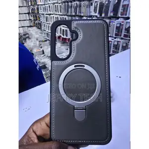 Samsung Galaxy A55 Premium Faux Leather Magnetic Ring Kickstand Case