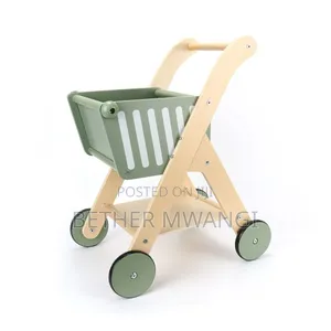 Wooden Kids Shopping Trolley - Pretend Grocery Play Toy