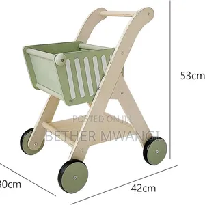 Wooden Kids Shopping Trolley - Pretend Grocery Play Toy