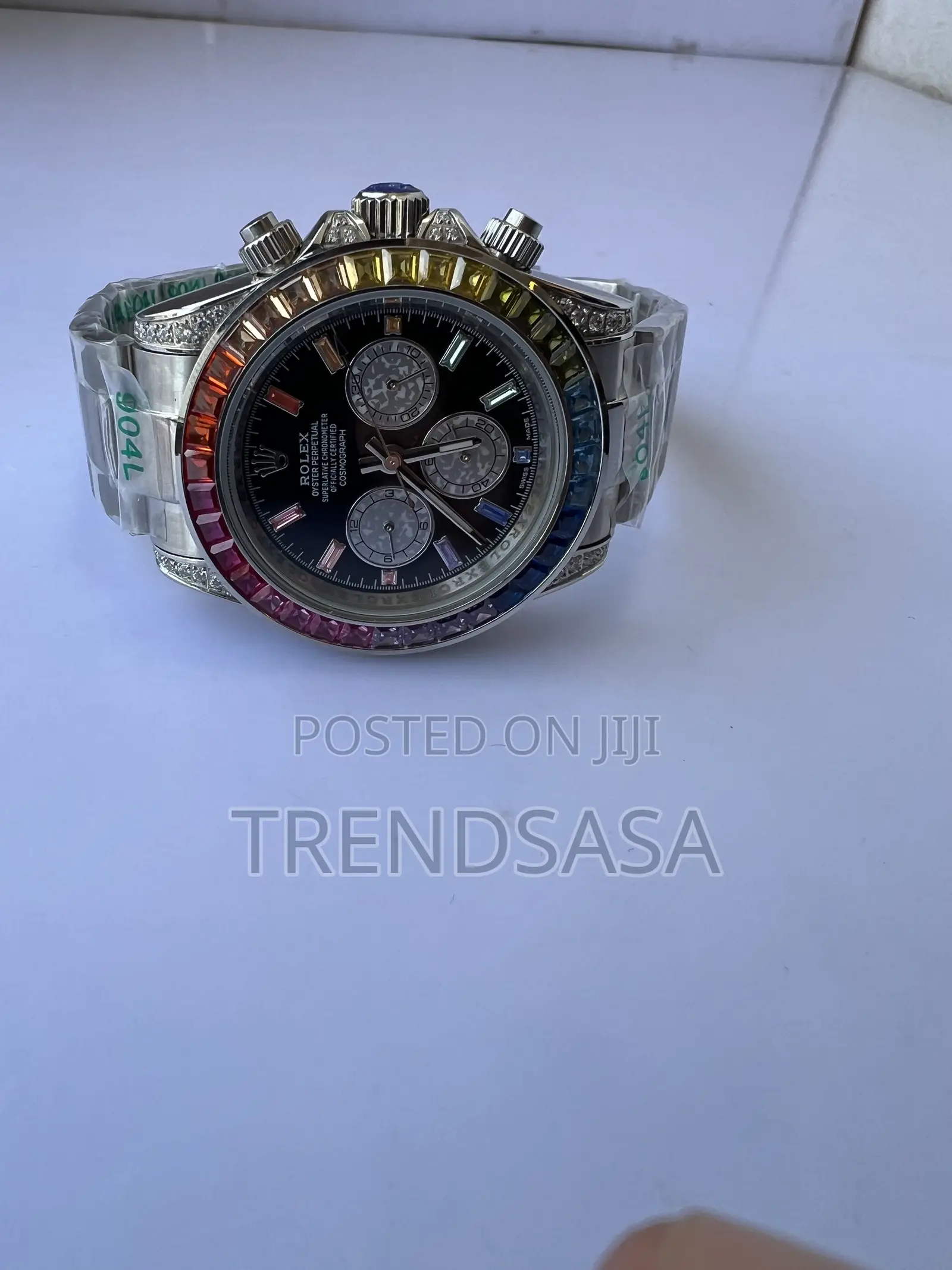 Rolex Rainbow Daytona Stainless Steel Watch