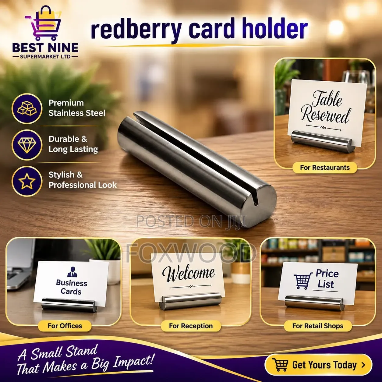 Stainless Steel Menu and Card Holder