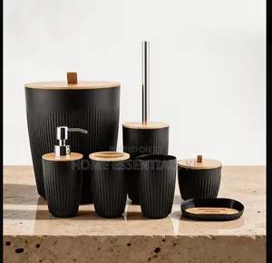 *7 in 1 Bathroom Accessories Set With Wooden Top