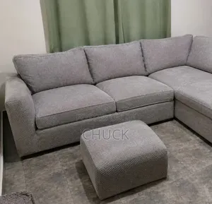 L-Shaped 5/6-Seater Fabric Sofa Set – Good Condition